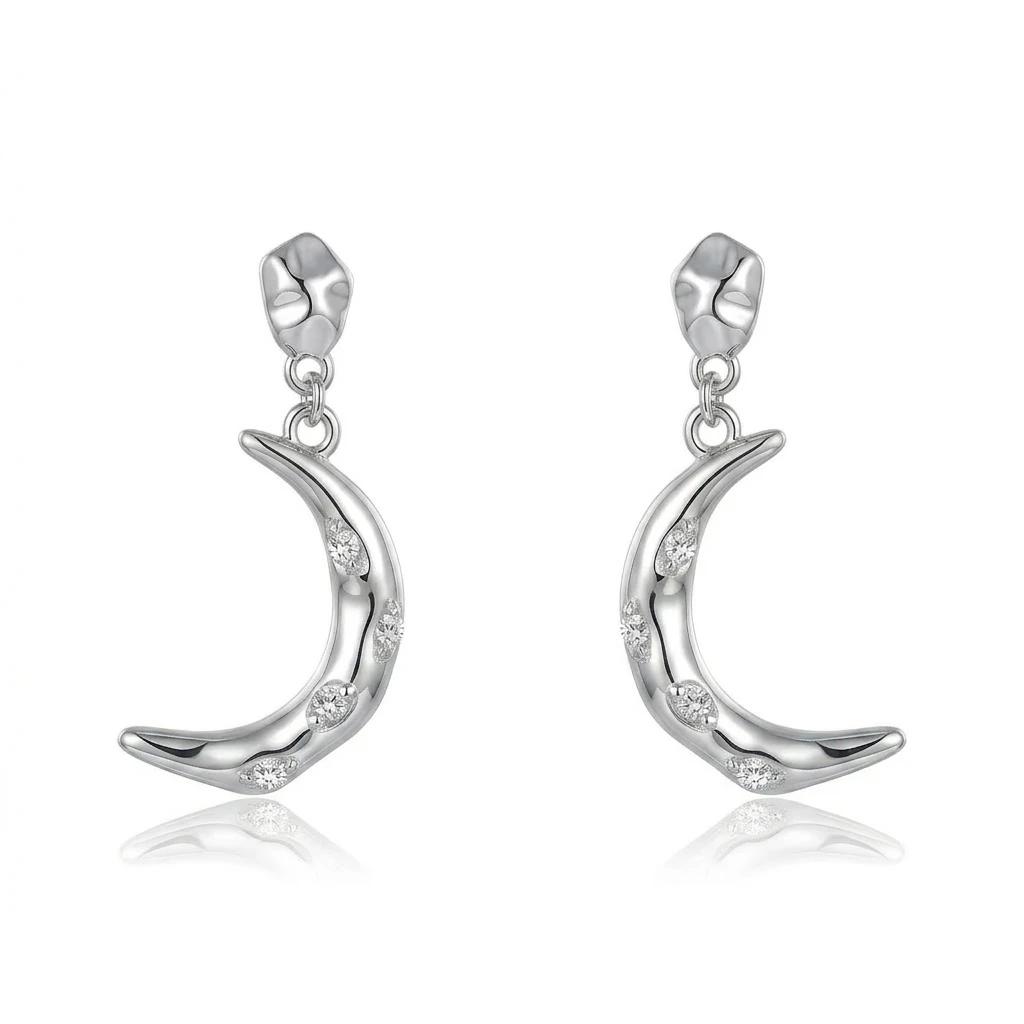 18K Gold Plated Crescent Moon Moissanite Drop Earrings S925 Silver Iced Dangle Hip Hop Women Luxury GRA Certified Jewelry