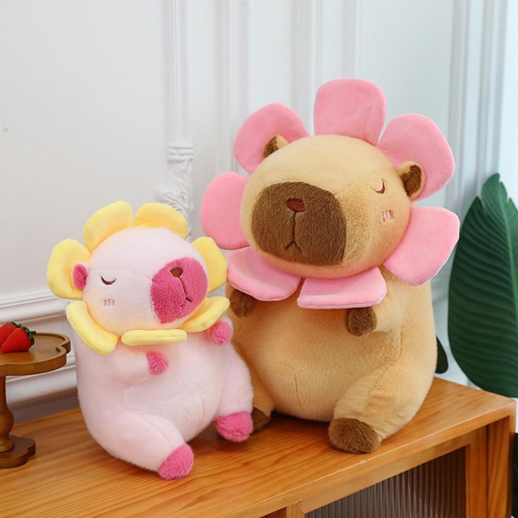 1pc 30cm/11.81in Cute sunflower capybara doll throw pillow, capybara large doll, plush toy, children's birthday gift