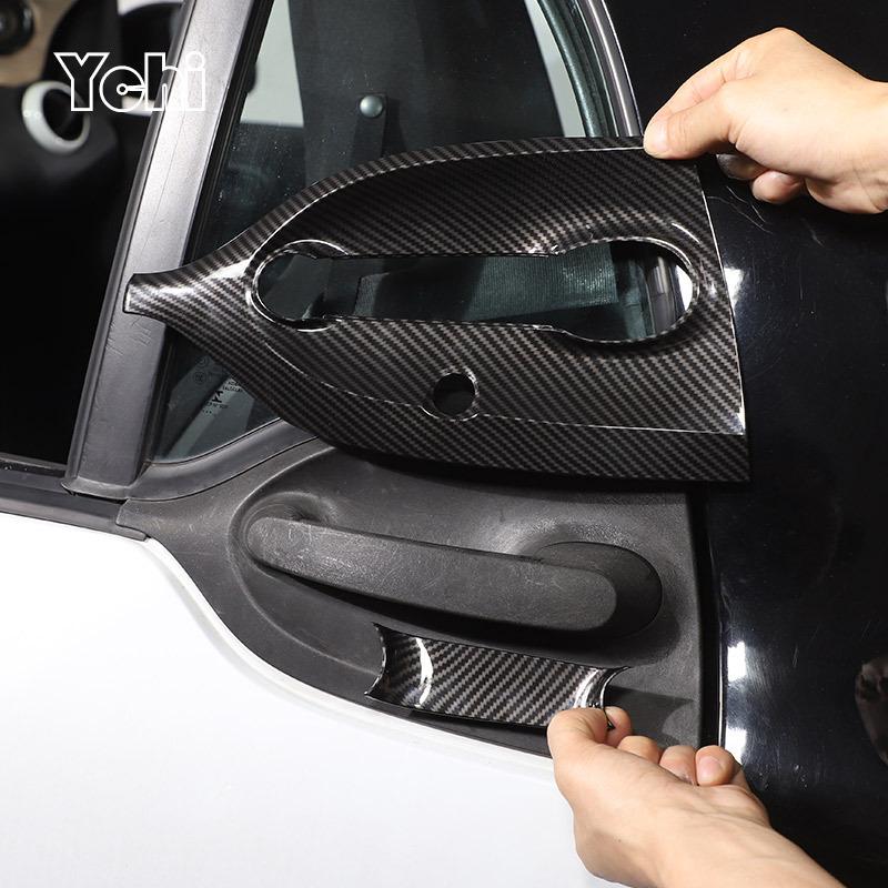 For Mercedes Smart Fortwo Forfour 453 2016-2021 Carbon fiber Car Accessories Exterior Door Handle+Door Bowl Cover Trim Frame