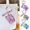 Ladies Floral Wristlet Wallet Boho Style Coin Purse Keychain with Tassel Elastic