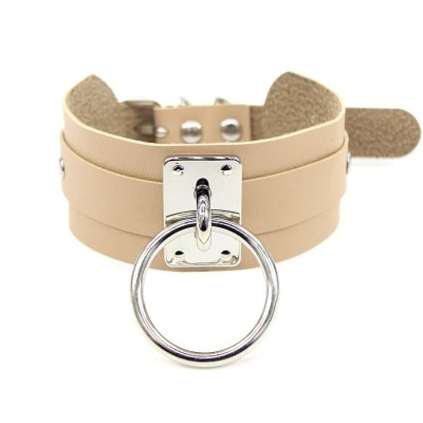 Крутое колье большого размера, фетиш, серебро/золото, круглое металлическое ожерелье в стиле панк, ретро, ​​кожаный воротник, связывание, БДСМ, ожерелье