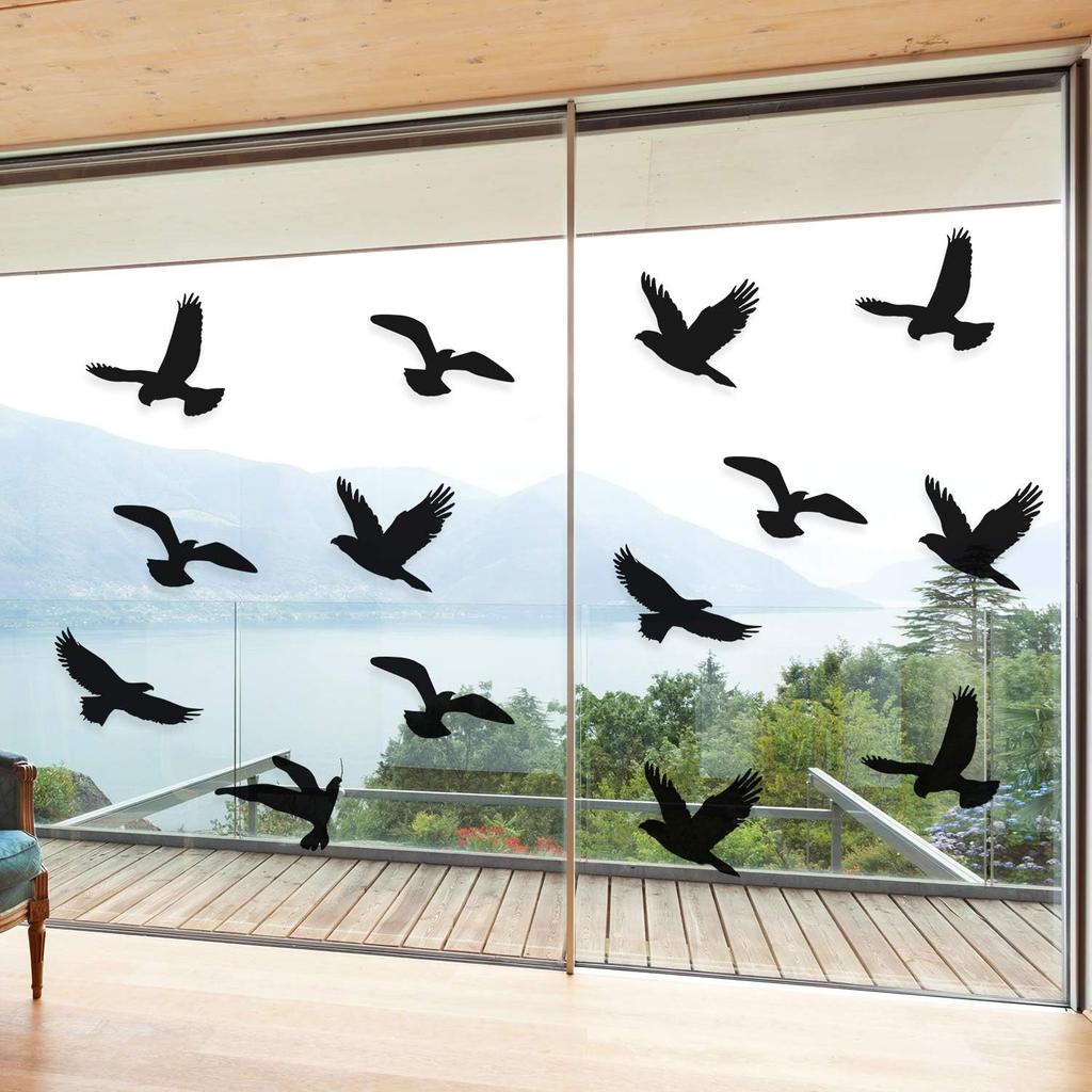 Boao 20 Pieces Anti-Collision Window Bird Shape Windows Sticker Decals Bird Shape Window Stickers Clings for People and Birds Strikes Prevention on
