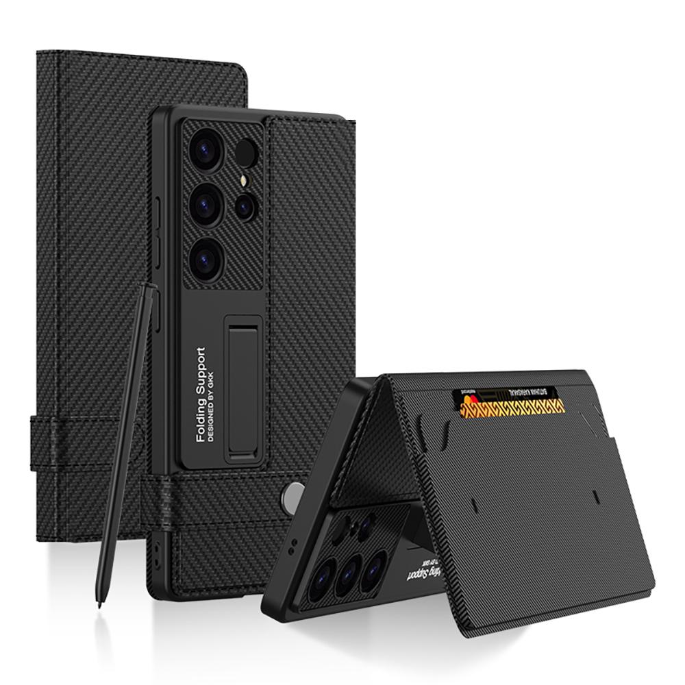 Кожаная книжка с магнитной кнопкой для Samsung Galaxy S25 Ultra Plus S24 Ultra, противоударная, с подставкой