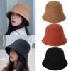 Women Warm Wool Foldable Bucket Hat Sun Cap Panama Hat Fisherman Cap