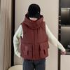 Женский стеганый жилет с капюшоном в корейском стиле 2024 - Свободный, Плотный, Теплый, Модный жилет без рукавов для осени и зимы