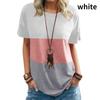 S-5XL Европейская и американская весенне-летняя женская цветная контрастная футболка с карманом, круглым вырезом и коротким рукавом, свободный топ