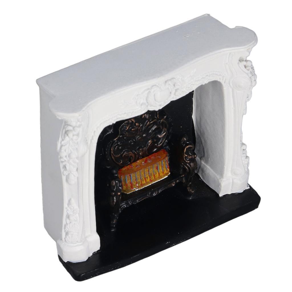 Dollhouse LED Fireplace Rococo Style Simple Switch Control Portable Resin 1:12 Dollhouse Miniature