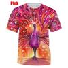 Men Casual 3D Printed Peacock Bird T Shirt Funny Short Sleeves Tops T Shirt