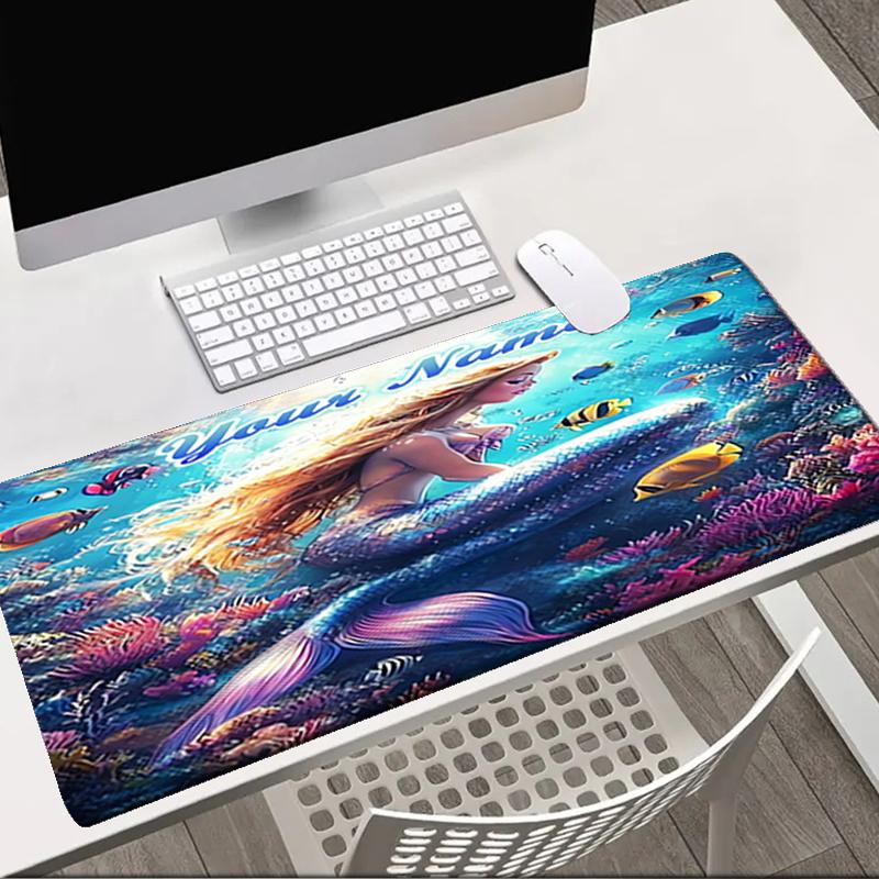 1PC Custom Name Mermaid Fantasy Underwater World Mouse pad, keyboard and mouse desk pad, for computer notebook Birthday Gift For Any Room Or Office