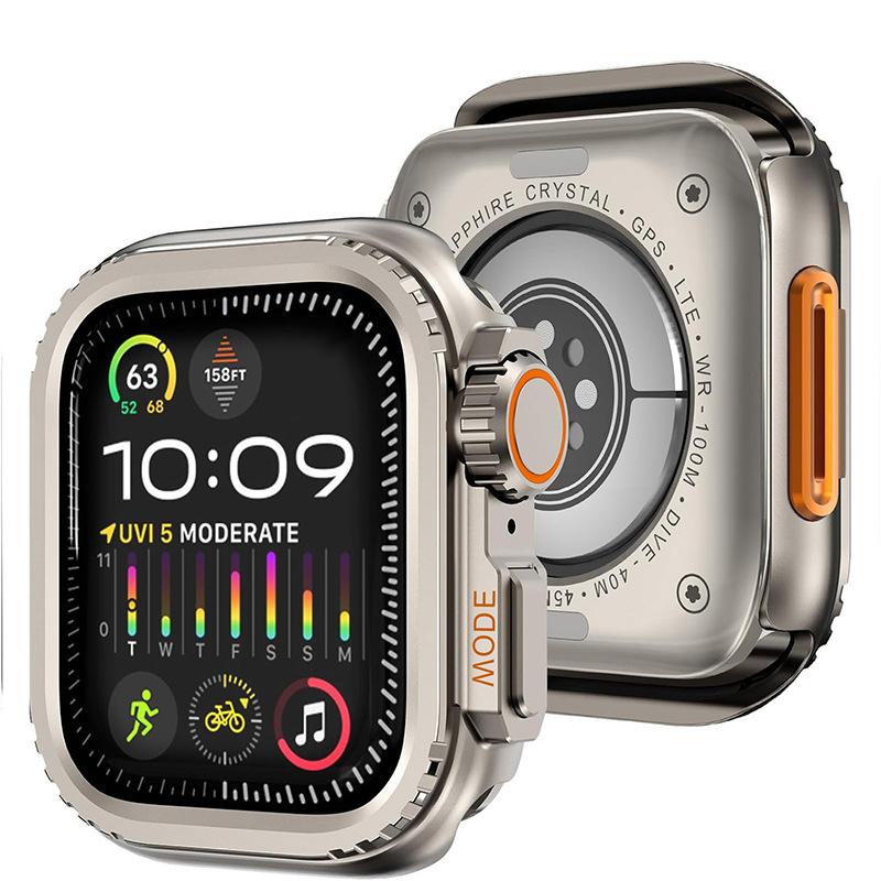 Титановый ремешок + Металлический корпус для Apple Watch Band Ultra 3/2 49 мм 46 мм 45 мм 44 мм Сплав Корпус-Чехол для Iwatch Серии 11 10 9 8 7 SE3