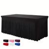 Rectangular Table Skirt Table Cover Black Tablecloth 6ft Table Strap Skirt Anti Wrinkle Spandex Table Cover Party Supplies183x76x76cm