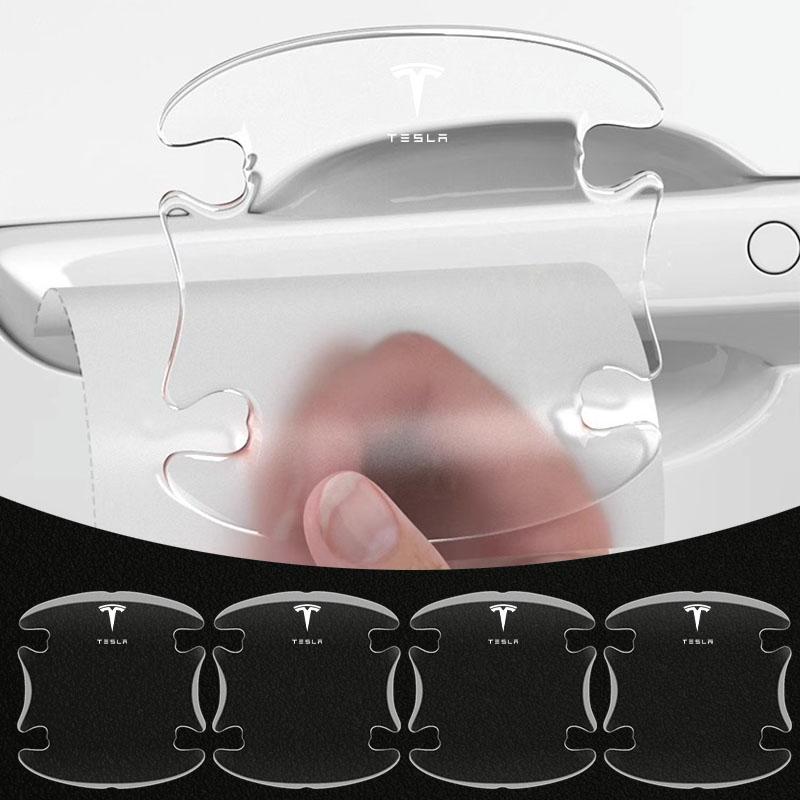 ahsgp6 4pcs Transparent Car Door Handle Anti Scratches Sticker Protector Film for Tesla TMX TMS 2016-2020 Decals Model 3 Model X S TM3