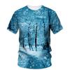 New Winter Scenery Graphic T Shirts For Men Summer Casual Trend Oversized Round Neck Short Sleeve Printed Man Tees Tops