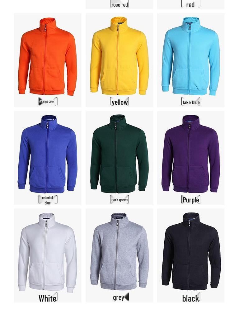 Custom Long Sleeve Cotton Zipper Sweatshirt Jacket with Turn-Down Collar and Logo for Corporate Culture