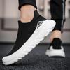 Men's Shoes Summer New Fly Woven Mesh Breathable Comfortable Platform Men's Sneaker Casual Soft Sole Fashion Black Slip-On Shoes