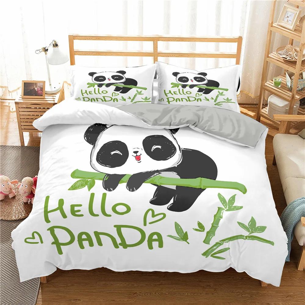 Kid Cartoon Comforter Bedding Sets 3D Print Plain Panda, Fox, Pet Cat, Lovely Dog Duvetcover 2Pcs Pillowcase Bad Cover Set 2/3Pc