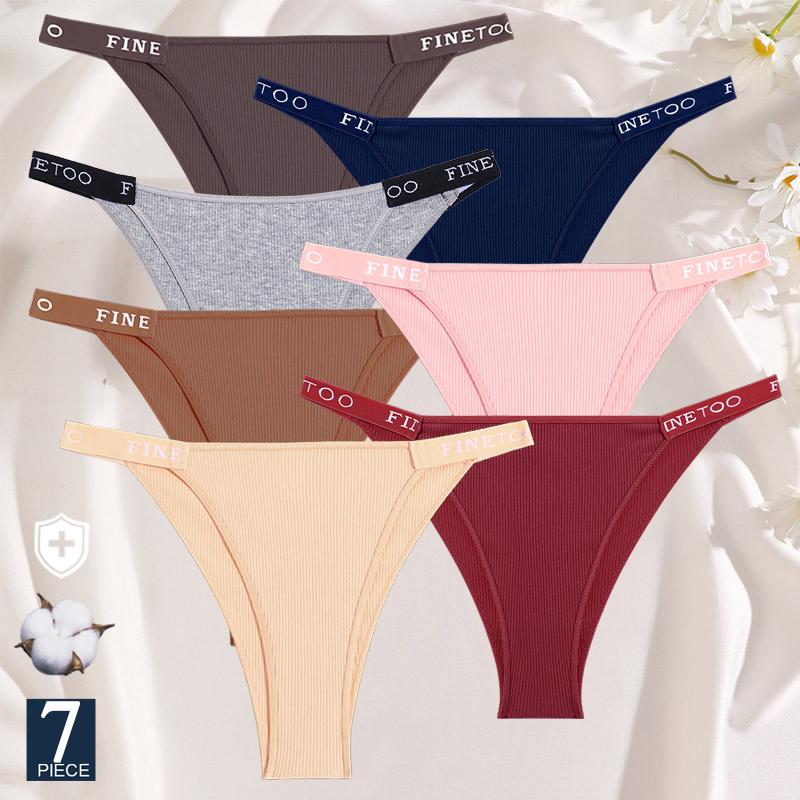 7PCS/Set Cotton Panties Briefs Women Underpants Female Sexy Panties Thong Women's Pantys Underwear Solid Color Intimate Lingerie