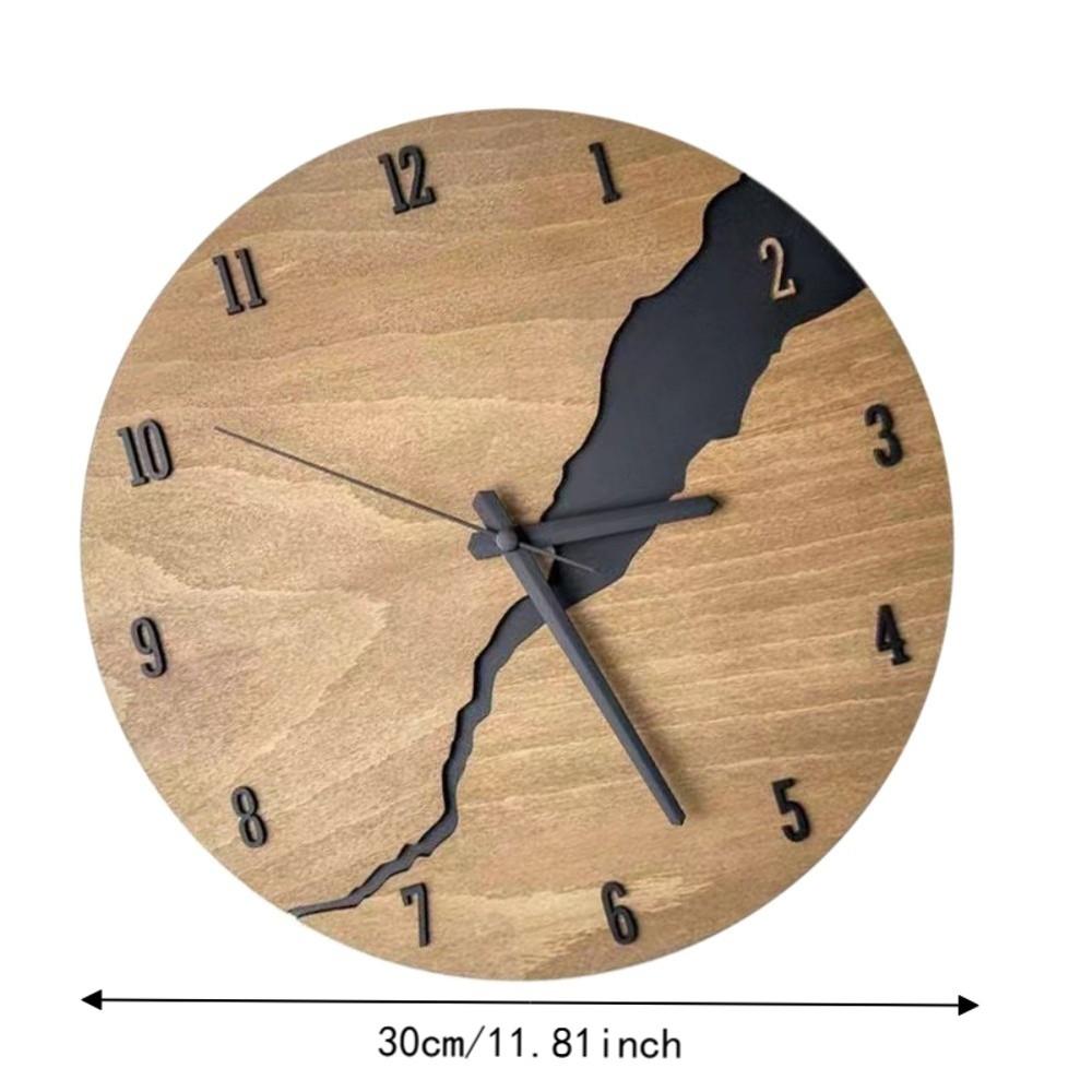 Non-Ticking Mechanism Round Wall Clock 12Inch Diameter Rustic Wall Clock For Living Room