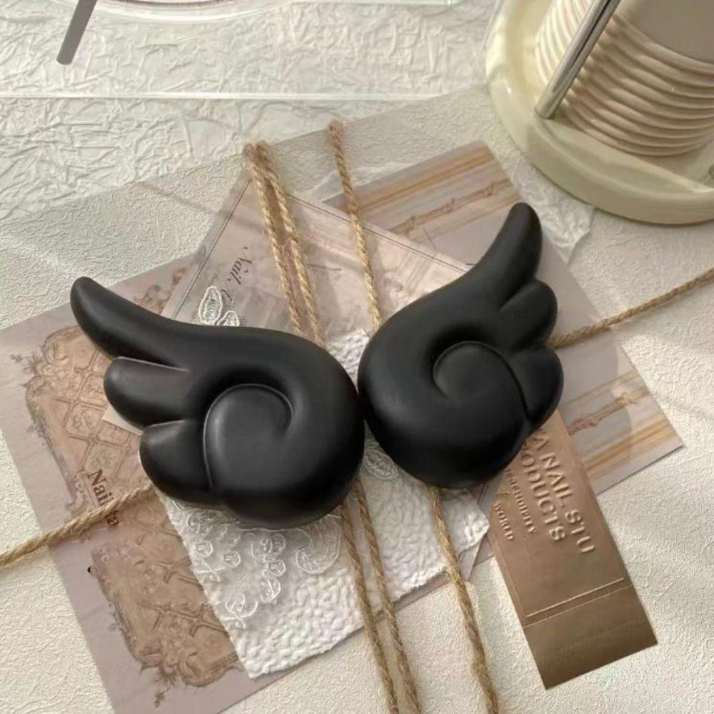 1 Pair Lovely Angel Wings Shoes Charms Buckle Cartoon DIY Shoes Buckle Accessories Black White Shoes Buckles