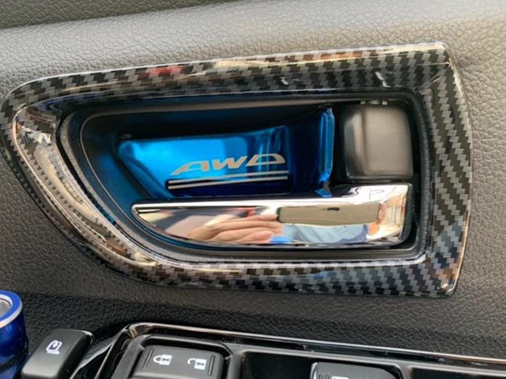 HIGH FLYING Carbon Fiber Pattern Inner Door Bowl Frame Handle Cover 4-Piece ABS Set for Subaru WRX S4 STI VAG VAB Levorg VM4 VMG 2014-2019