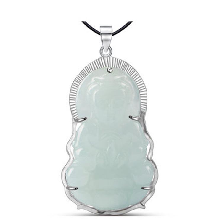 Grade A Jadeite Maitreya Buddha Jade Pendant Necklace for Women