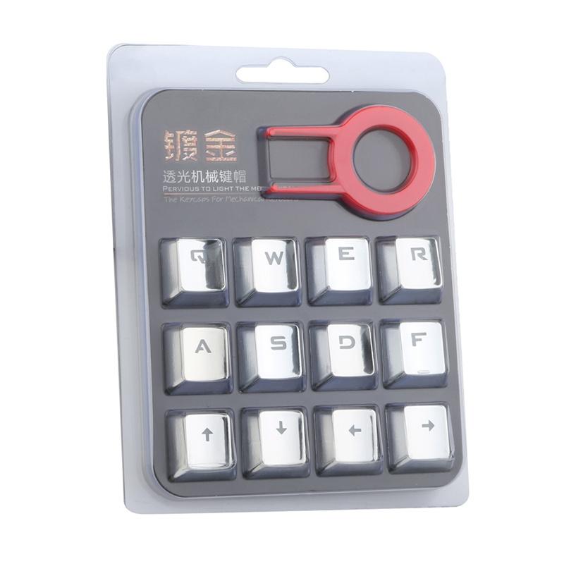 Clearance Sale 12 Keys Electroplated Backlight Keycap PBT Backlit Translucent Metallic Mechanical Keycaps for Cherry MX Keyboard