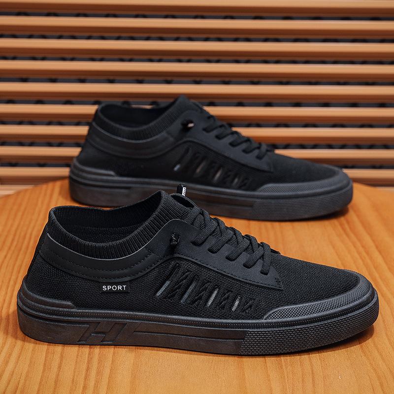 Spring and summer men's shoes new breathable canvas shoes men's trend versatile flying woven mesh sports board shoes men
