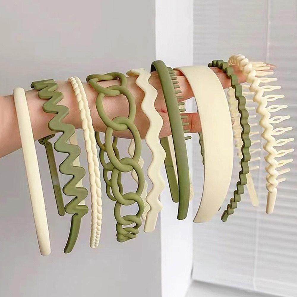 8Pcs Unisex Wavy Non-slip Hair Hoop Set Combing Hairbands Set Head Hoop Teeth Head Bands