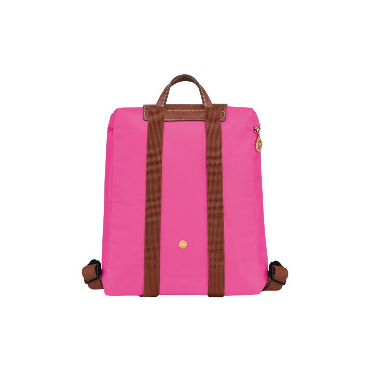 Longchamp Le Pliage 26 Snap Button Zipper Closure Leather Canvas Mini Backpack Women backpack Pink 1699089P73