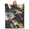 Sound Hashira Tengen Uzui Flannel Blanket Anime Demon Slayer Customized Throw Blanket for Bed Sofa Couch 150*125cm Quilt