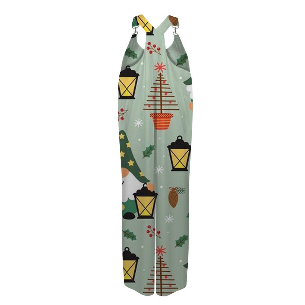 Женский летний комбинезон с рождественским принтом в винтажном стиле (Нерегулируемые ремни)