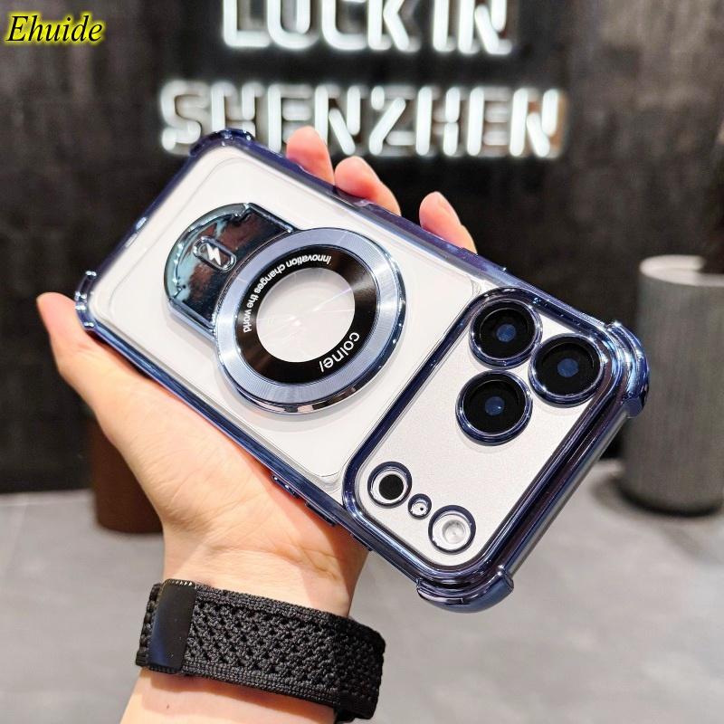 Магнитный чехол для Xiaomi 15T Pro 14T 17 13T Redmi 15 15C 14C 13 K90 Подставка Держатель Тележки Противоударный Роскошный Мягкий Прозрачный Чехол Задняя Крышка