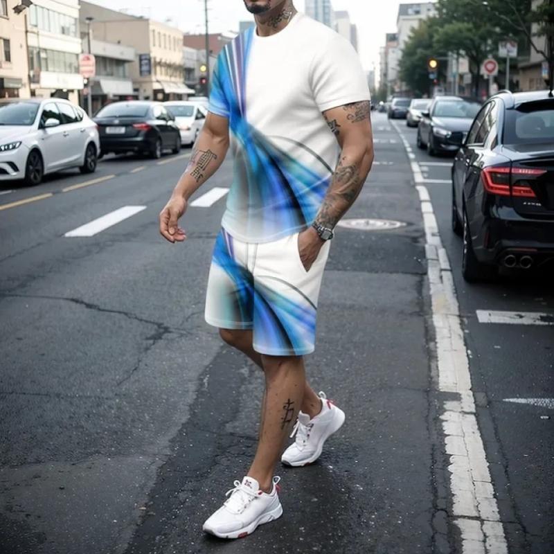 Бутик3D модные мужские шорты в стиле ретро, ​​спортивная одежда, комплект из двух предметов уличной одежды, футболка с короткими рукавами + шорты, мужская одежда