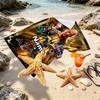 Custom Name Personalized Black Adam Print Beach Towel, for Trip Camping Beach Party Home Decor, Birthday Gift for Family & Friends