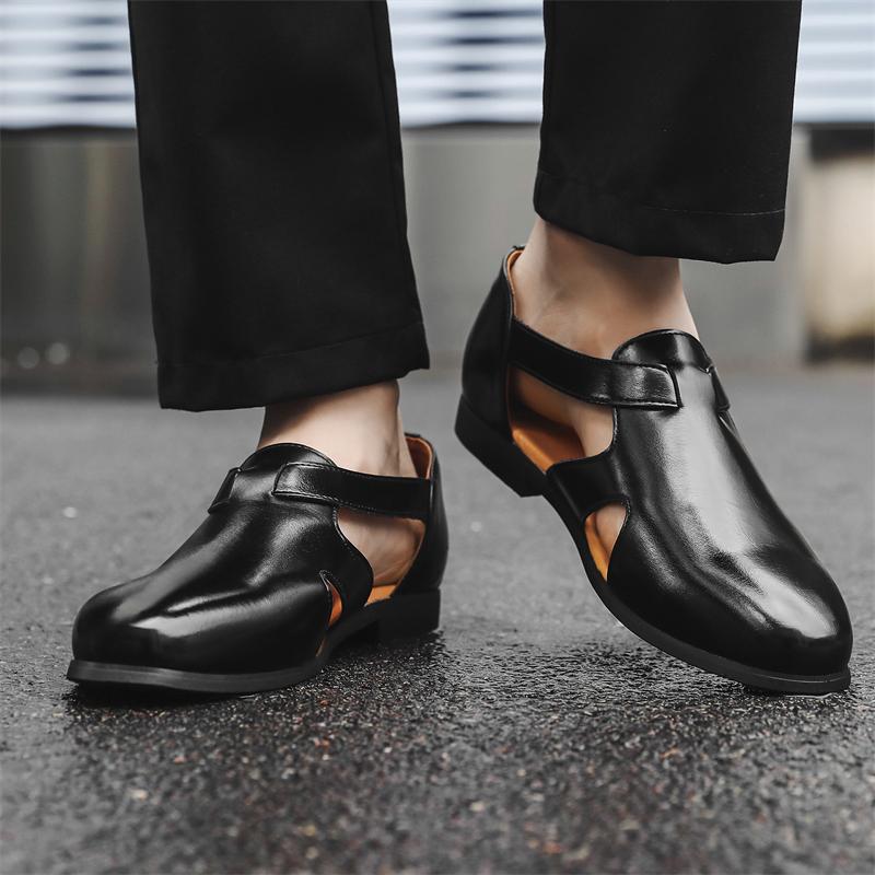 Модные сандалии летние мужские удобные полые нескользящие мягкие прохладные легкие дышащие универсальные классические носимые модные повседневные кожаные сандалии