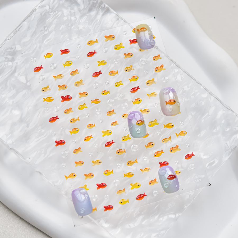 Little Red Fish Jelly Summer Goldfish Carp Ocean Beach Mermaid Sea Shiny Nail Art Stickers Manicure Decals
