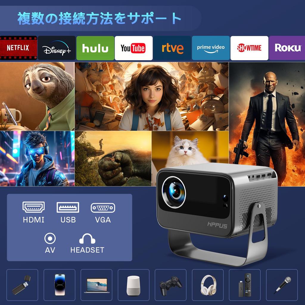 Вращение Android TV HIPPUS проектор потолочный проектор фокусировка трапецеидальное искажение 700ANSI рамка экрана и автоматическое препятствие WIFI 6 Bluetooth Совместимость с