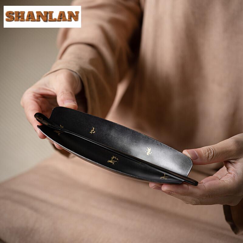 Ретро Лакированная Металлическая Ложка для Чая Фазовый Металл Держатель для Чайных Листьев Совок Чахэ Мерная Ложка Коллекция Китайских Чайных Кафе