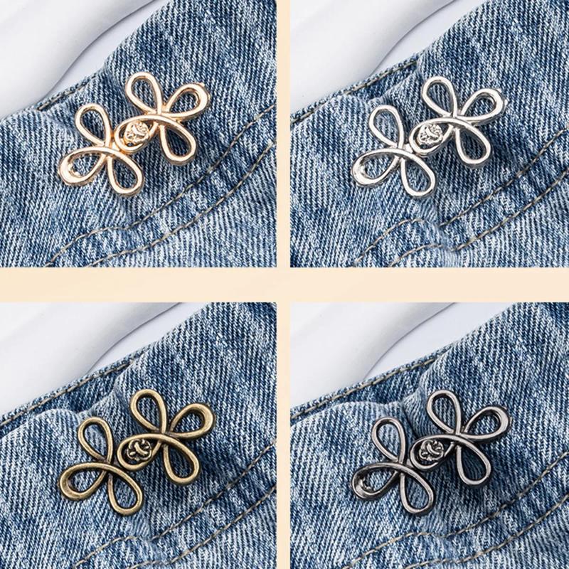 Застежка-кнопка Clover Waist, регулируемые металлические пуговицы для джинсов - затяжки для свободных джинсов, мгновенные, без шитья, для джинсовых брюк