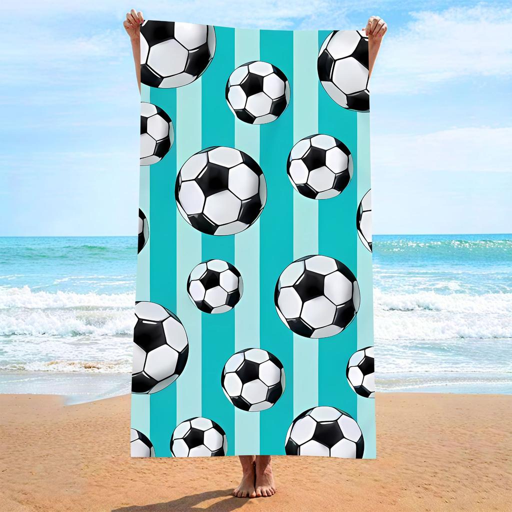 Football-themed beach towels Durable microfiber baths Beach and pool World Cup