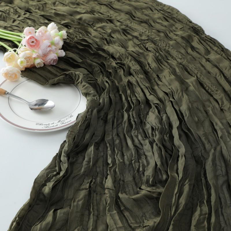 Linen-Style Crinkled Table Runner Dining Decor European Vintage Design Solid Color 90x180cm/90x300cm