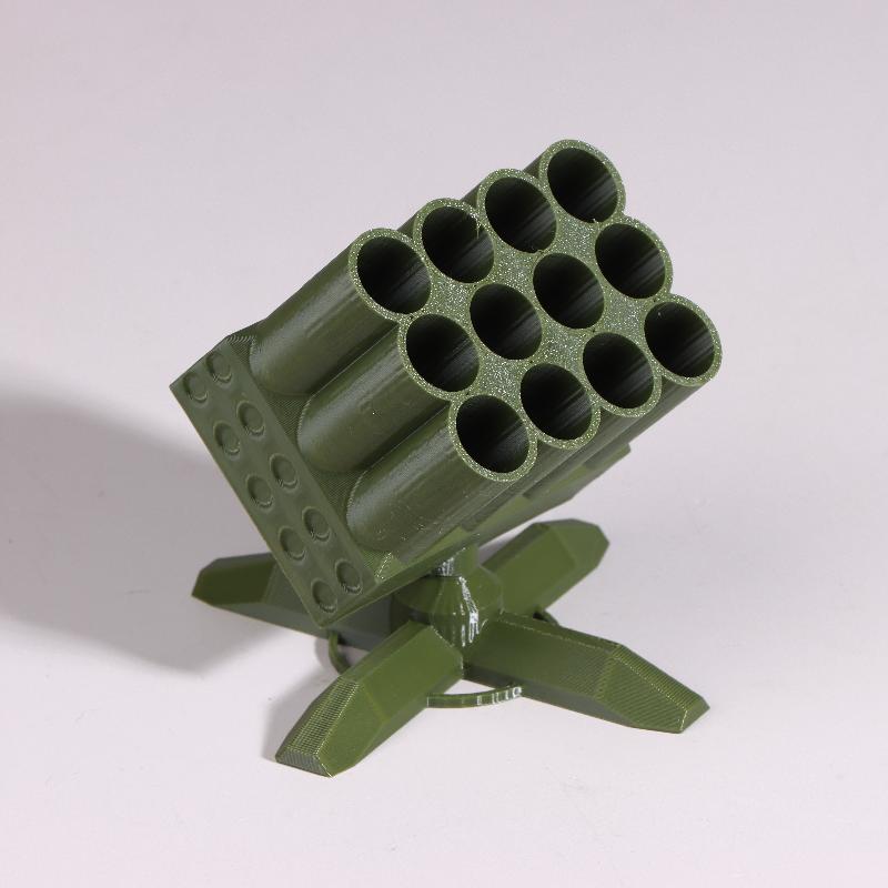 3D Printed Creative Missile Shaped AA Battery Storage Organizer - Desktop Figurine Battery Storage Box