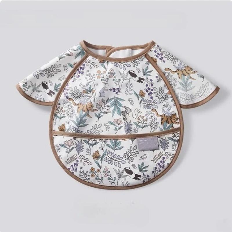 1 шт. Слюнявчики для кормления новорожденных, Ретро, Европейский, Милый, Животные, Младенец, Малыш, С коротким рукавом, Отрыжка, Водонепроницаемые, Моющиеся, Детские слюнявчики