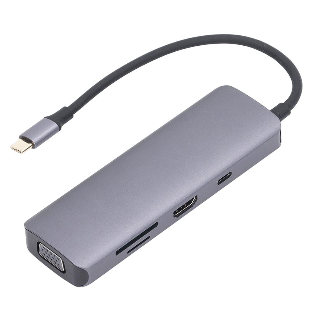 Docking Station 9 In 1 Aluminium Alloy USB Type C Hub Dual Monitors Docking Adapter 9 In 1