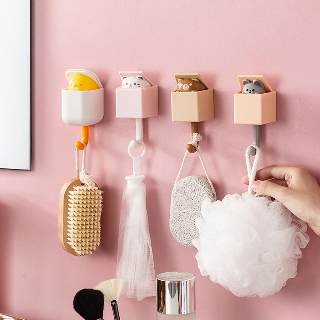 Крючок с мультяшным котом, самоклеящиеся вешалки для дверей общежития, спальни, крючки, ключ, зонтик, вешалка для полотенец, вешалка для пальто, настенная вешалка для украшения животных