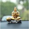 Sitting Hanuman Ji Murti for Car Dashboard, Religious Idol Statue In Gold and Silver, Resin Material, 12 X 8 X 10 Cm for Pooja, Gift, Decor