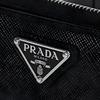Prada Saffiano Enamel Metal Triangle Logo Snap Closure Natural Leather Wallet Women's Black