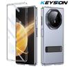 KEYSION Прозрачный чехол для Huawei HONOR Magic V3 Hard PC Metal Kickstand Противоударный чехол для телефона со стеклянным защитным экраном
