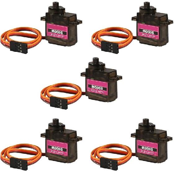 5 Pcs SG90 Micro Servo Motor Mini Servo SG90 9g Servo Kit Compatible with RC Helicopter Airplane Car Boat Robot Arm/Hand/Walking/Servo Door Lock