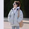 Orange down jacket women's short stand-up collar new winter tide brand loose couple bread jacket thickened
